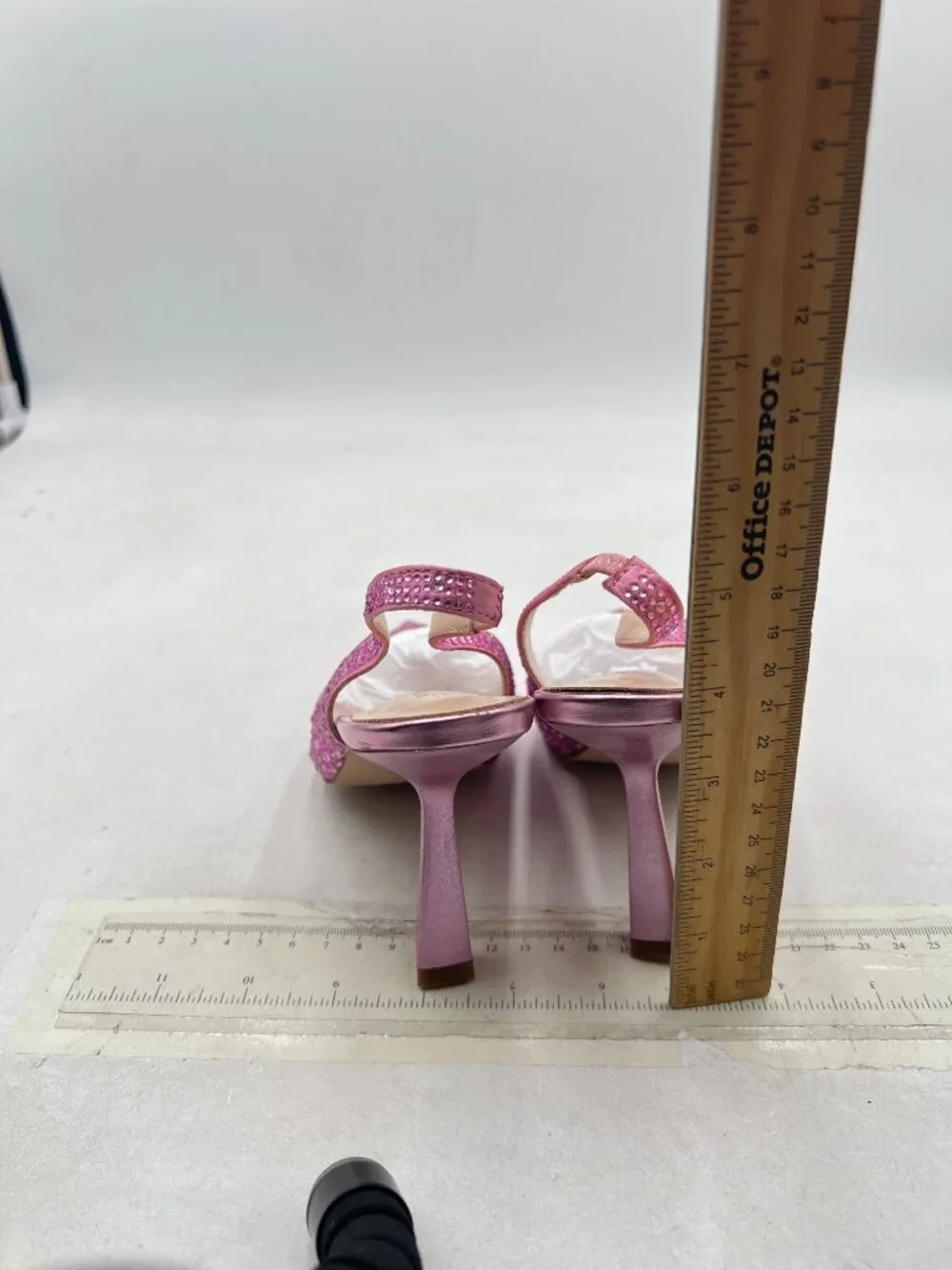 XYD Pink Sparkly Rhinestones Slingback Sandals Pointy Toe Pull On High Heel Pump